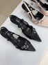 Belted Pointy Toe Slid On kitten Heels
